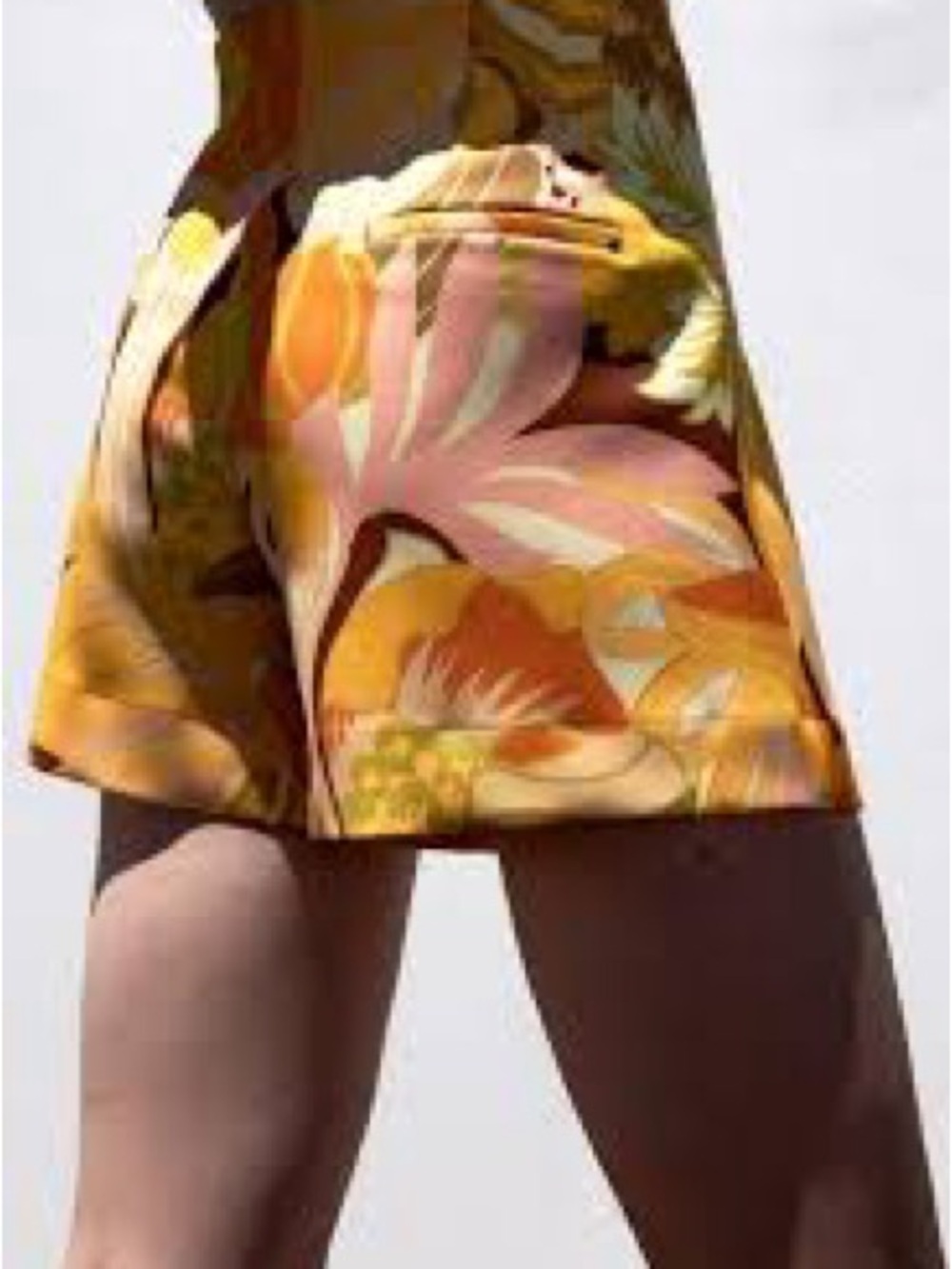 Zara Floral A-Line Shorts - Yellow & Pink retro pucci print